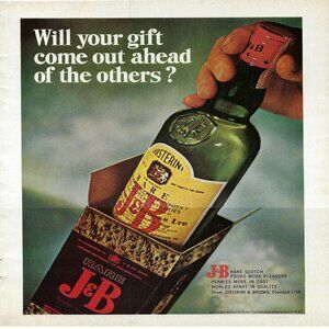 1967 J&B Justerini & Brooks Rare Scotch Gift Come Out Ahead Vtg Print Ad/Poster